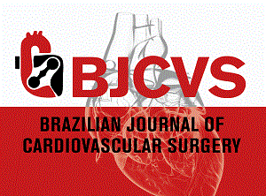 Logo: Brazilian Journal of Cardiovascular Surgery. A heart sketch in the background.
